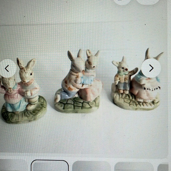 Easter Dancing Bunny Figurines 3PC Hand Painted Porcelain Spring - World… - Picture 2 of 7